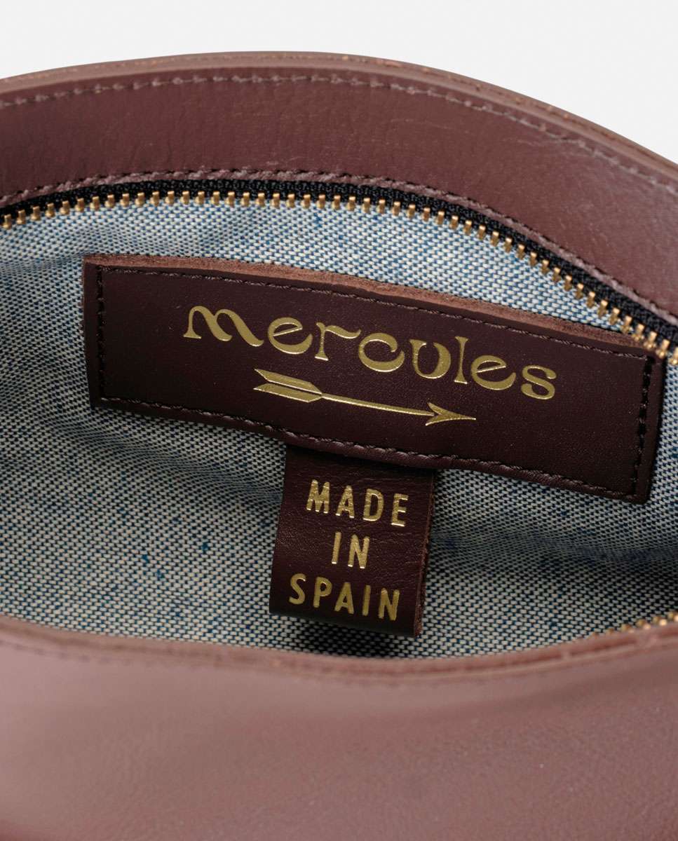 Bolso pequeño carri de piel pequeño forma baguette - Mercules - Marrón oscuro Marrón oscuro-5