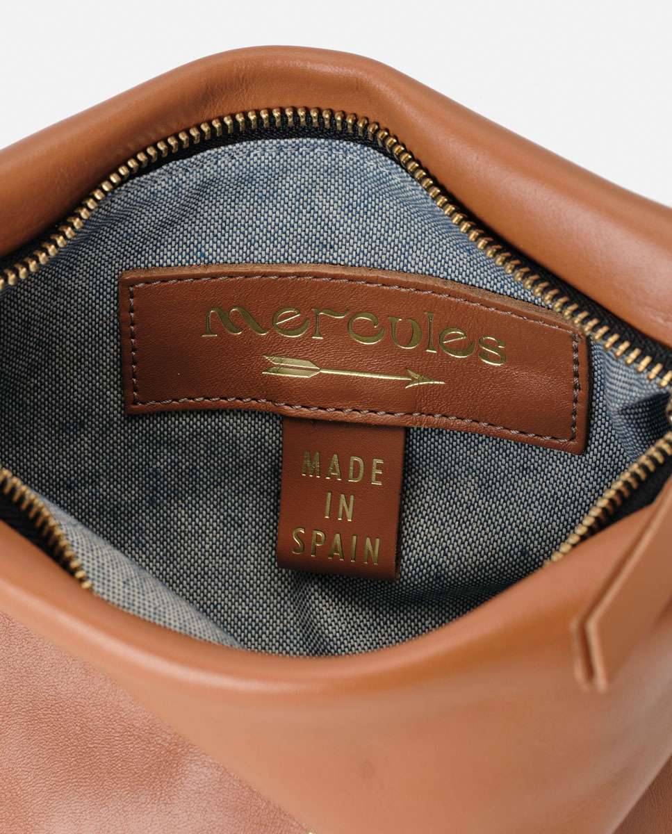 Bolso de hombro apollo de piel mediano forma rectangular - Mercules - Camel Camel-6