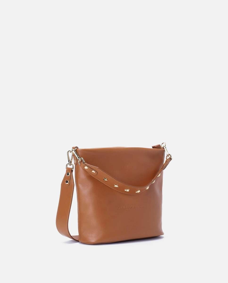 Bandolera mediana Tango de piel en blanco con cremallera - Mercules - Camel Camel-3