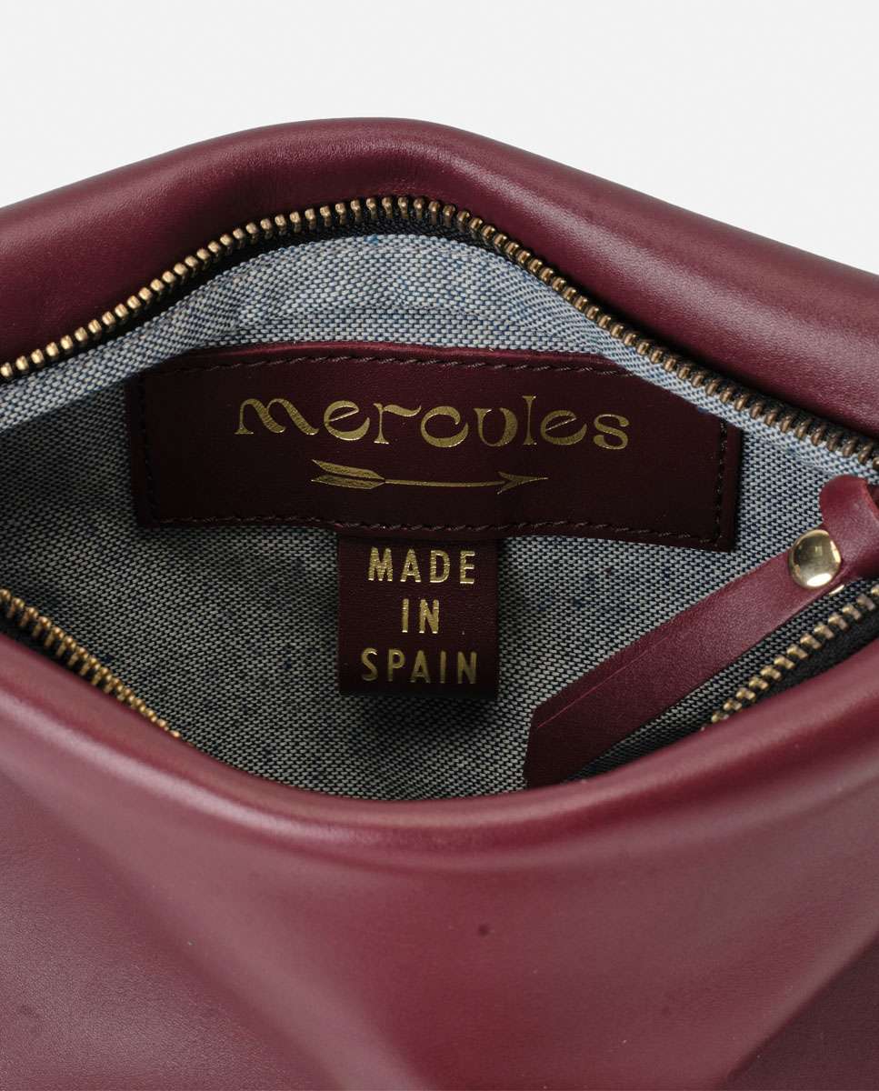 Bolso de hombro apollo de piel mediano forma rectangular - Mercules - Burdeos Burdeos-5