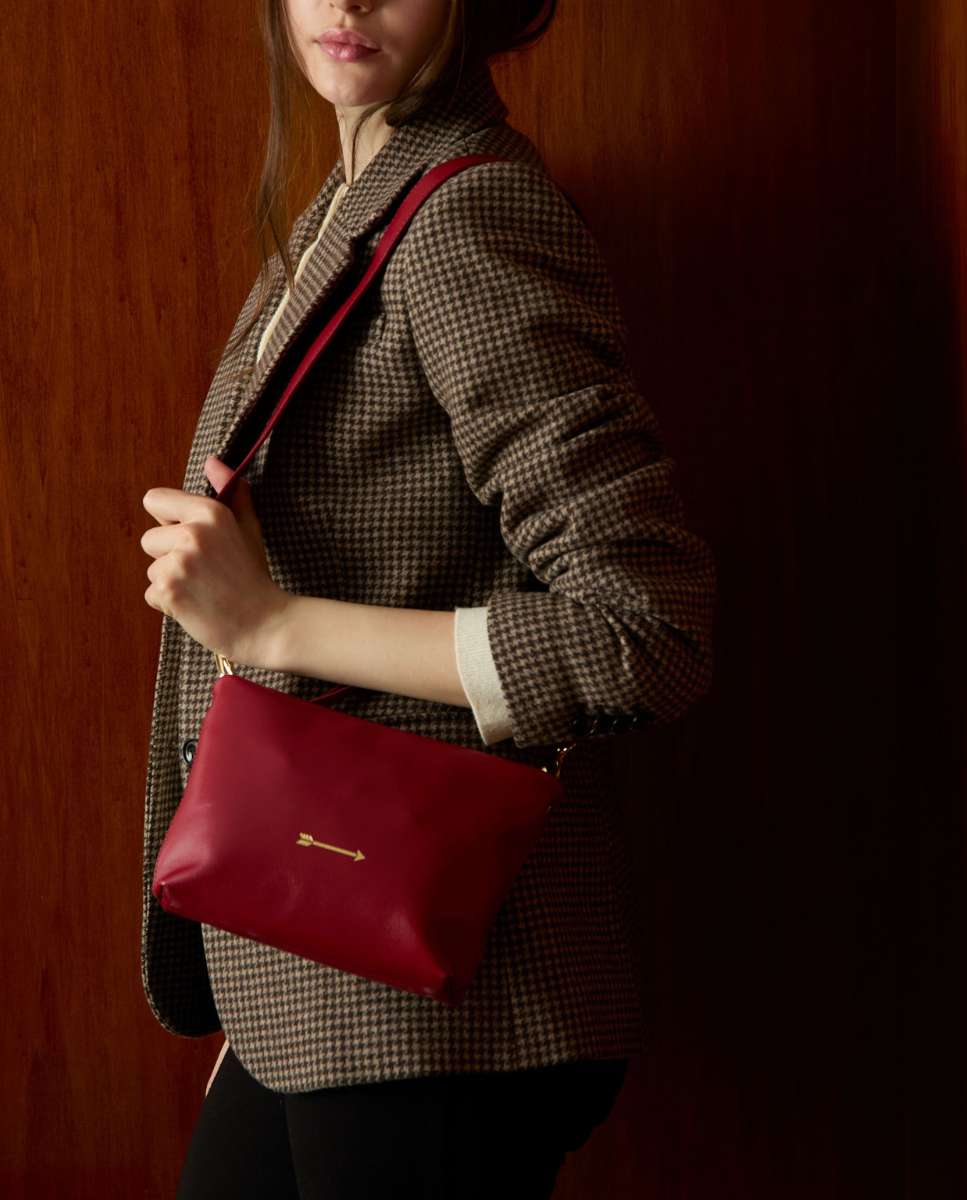 Bolso de hombro apollo de piel mediano forma rectangular - Mercules - Rojo Rojo-2