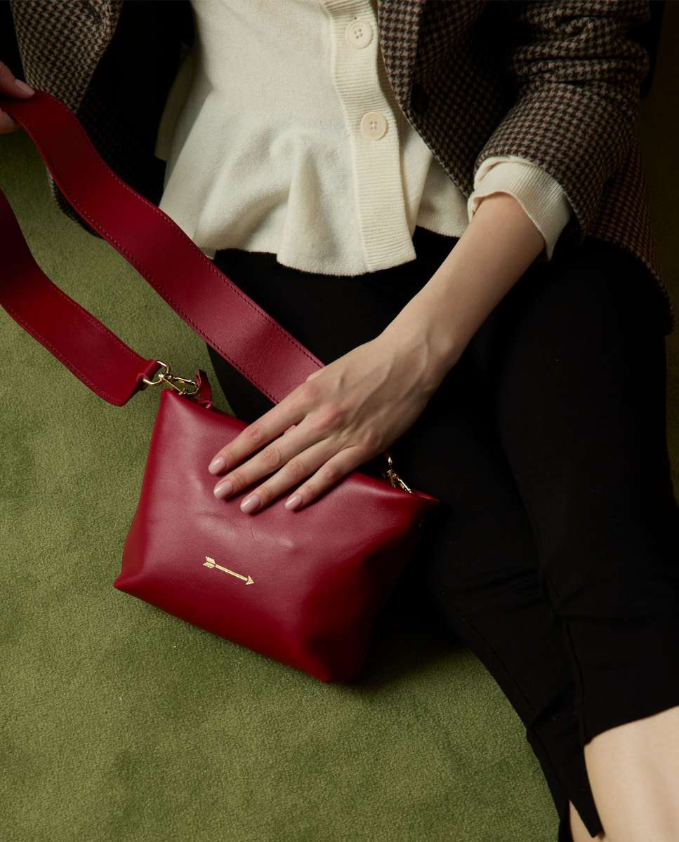 Bolso de hombro apollo de piel mediano forma rectangular - Mercules - Rojo Rojo-3