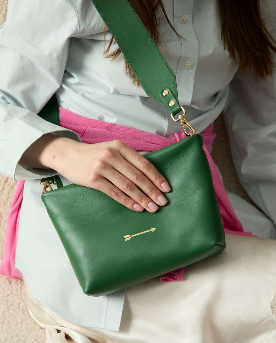 Bolso de hombro apollo de piel mediano forma rectangular - Mercules - Verde Verde-3
