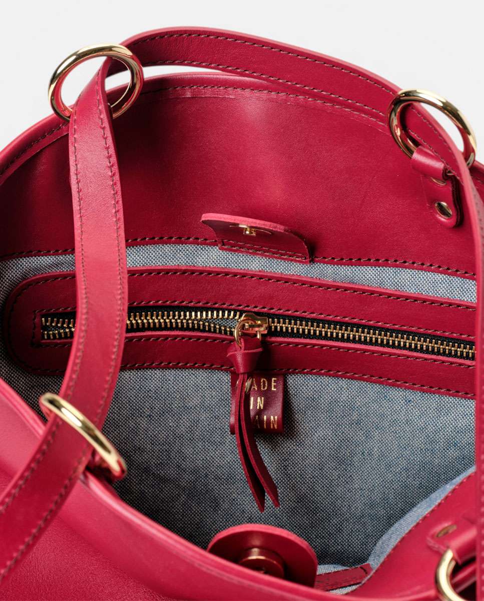 Bolso de hombro basil de piel grande - Mercules - Rojo Rojo-4