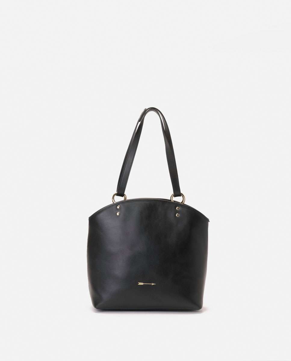 Bolso de hombro basil de piel grande - Mercules - Negro Negro-1
