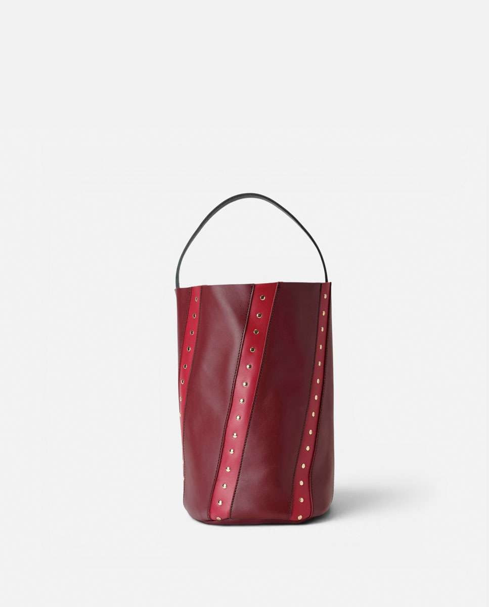 Imagen 0 de Bolso de hombro bucket twisted remaches de piel grande cubo Burdeos
