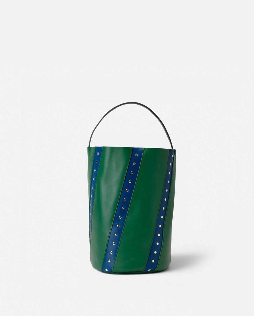 Bolso de hombro bucket twisted remaches de piel grande cubo - Mercules - Verde Verde-1