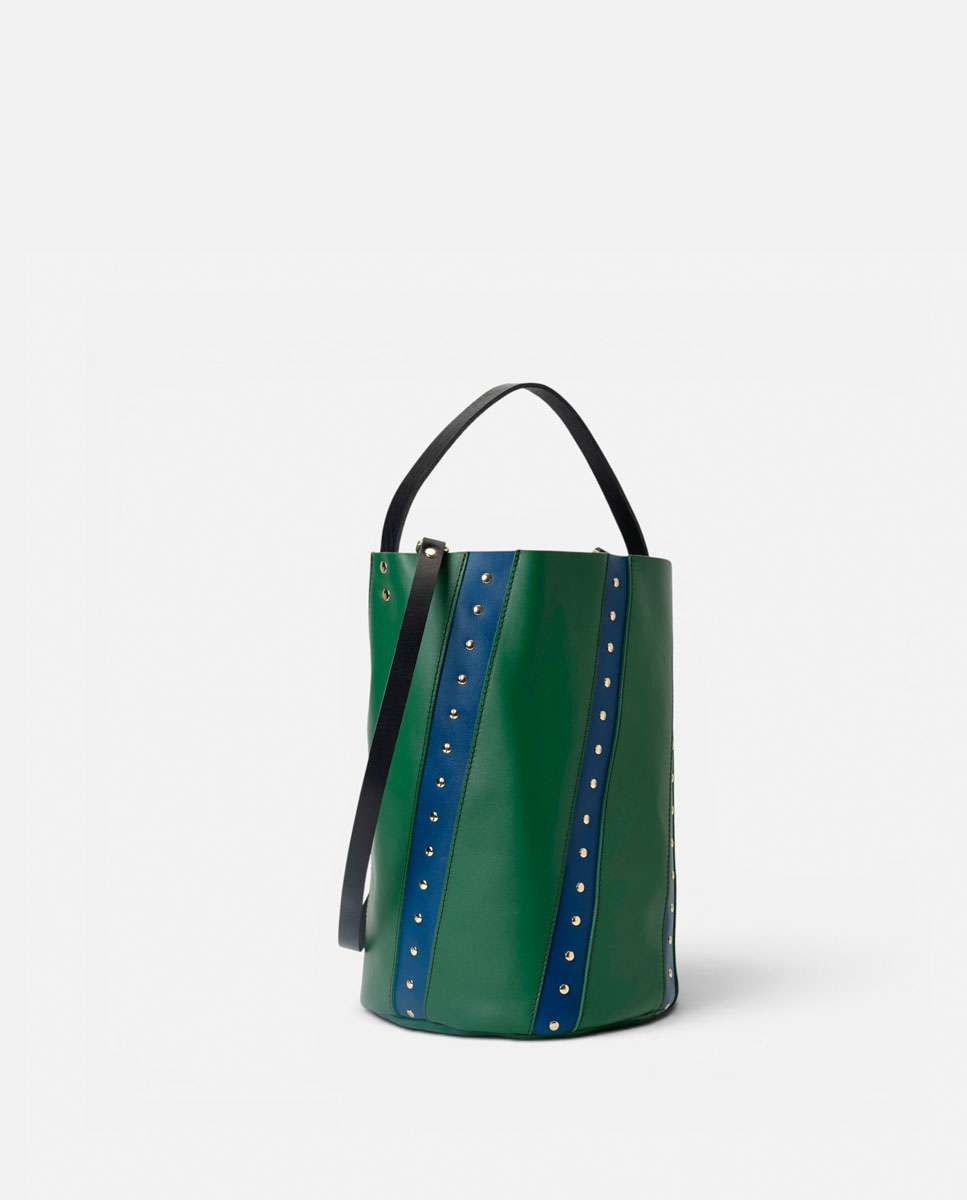 Bolso de hombro bucket twisted remaches de piel grande cubo - Mercules - Verde Verde-3