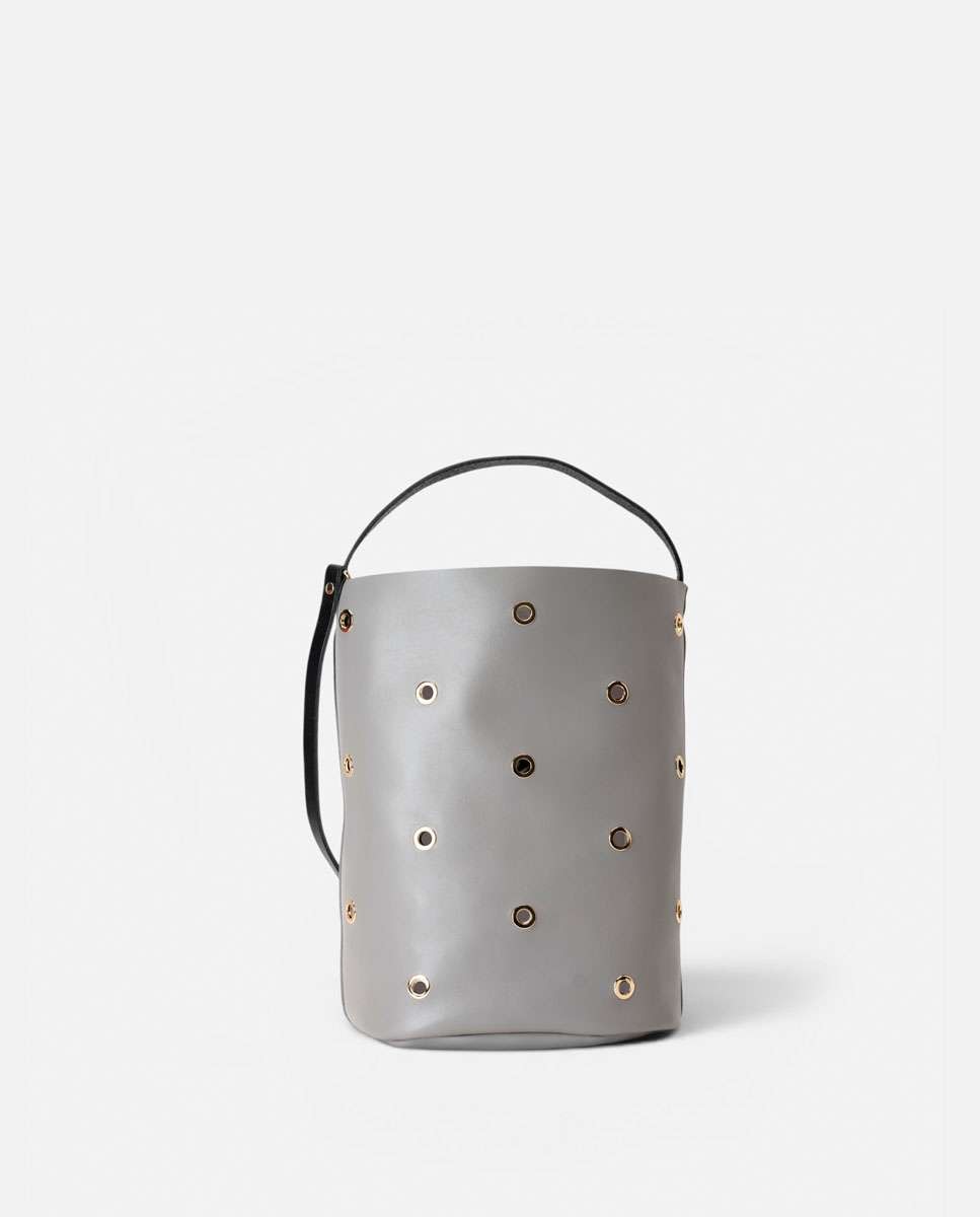 Bolso de hombro bucket trip de piel grande cubo - Mercules - Gris Gris-4