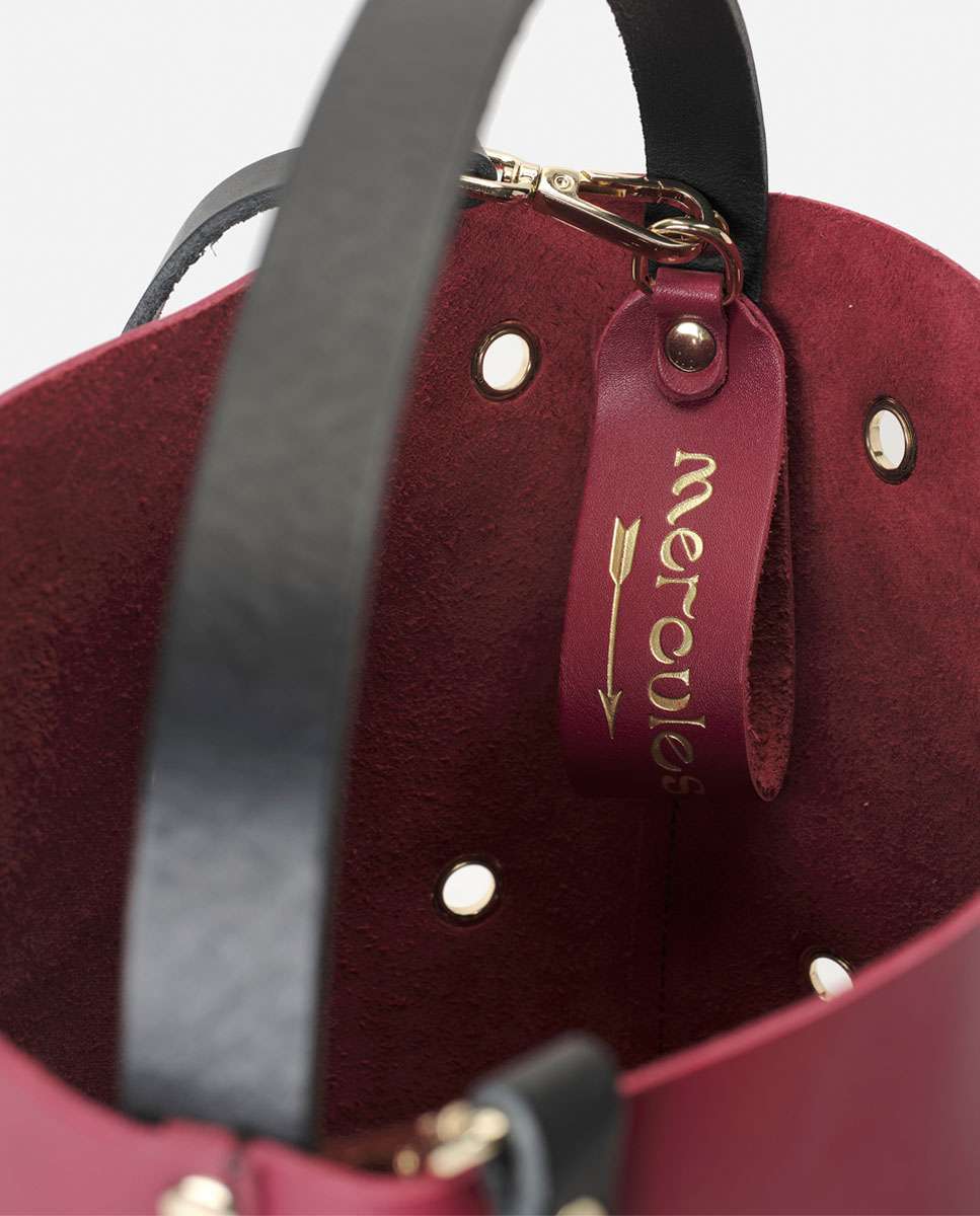 Bolso de hombro bucket trip de piel grande cubo - Mercules - Rojo Rojo-2