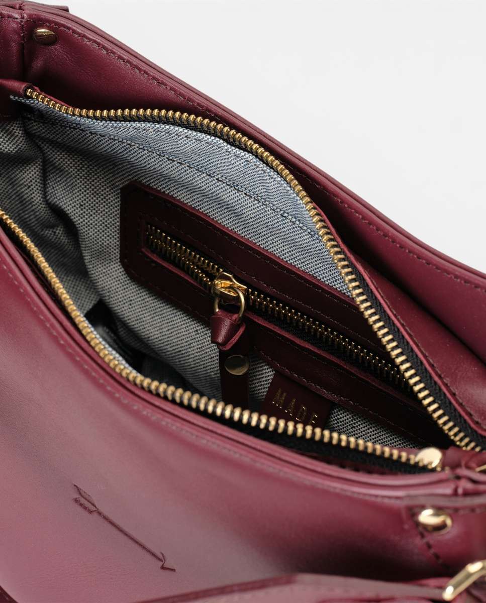 Bolso de hombro coney de piel mediano de luna - Mercules - Burdeos Burdeos-6