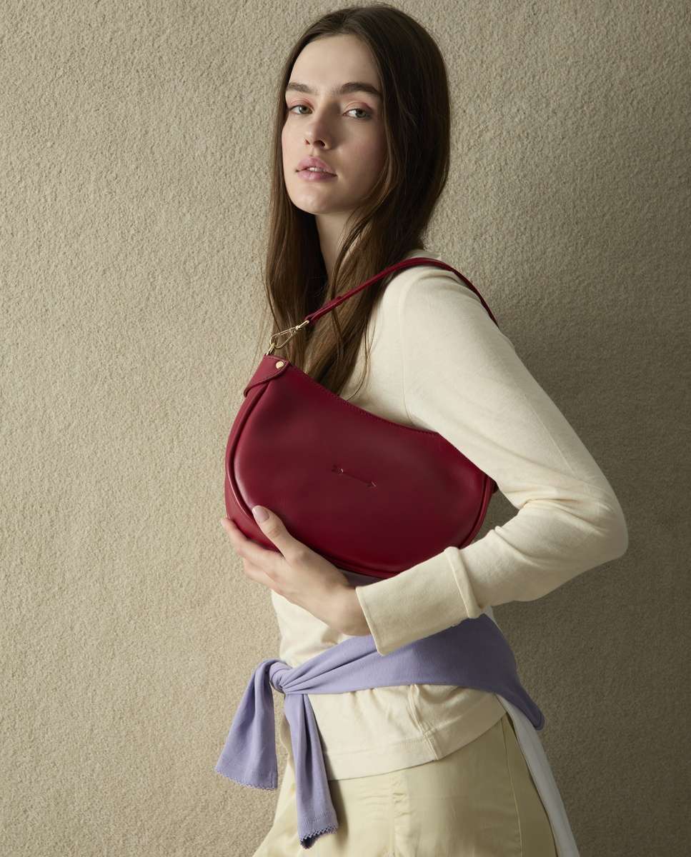 Bolso de hombro coney de piel mediano de luna - Mercules - Rojo Rojo-3
