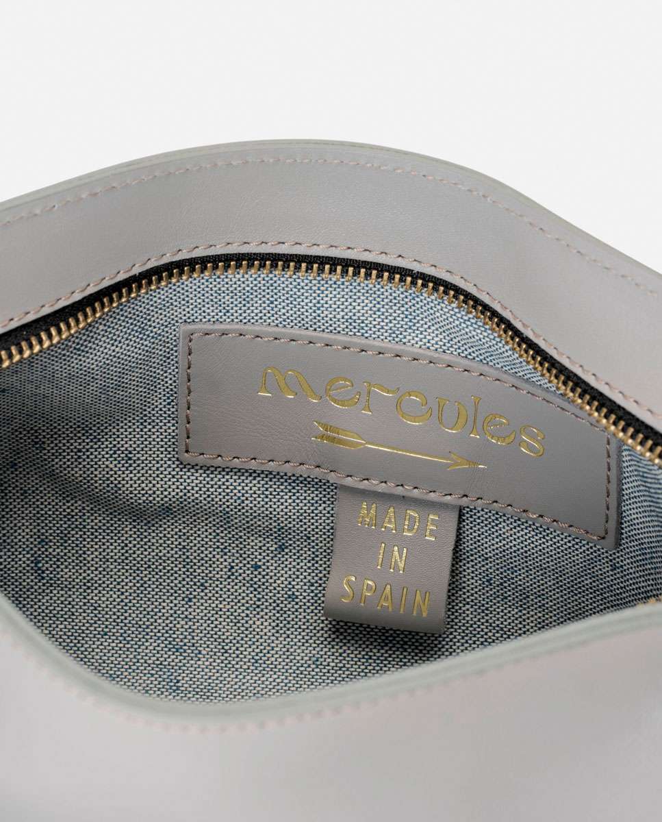 Bolso pequeño carri de piel pequeño forma baguette - Mercules - Gris Gris-4