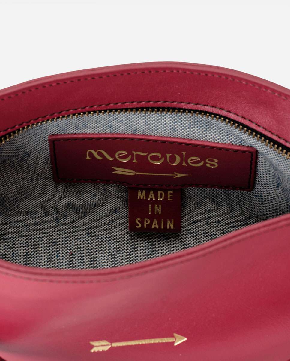 Bolso pequeño carri de piel pequeño forma baguette - Mercules - Rojo Rojo-3