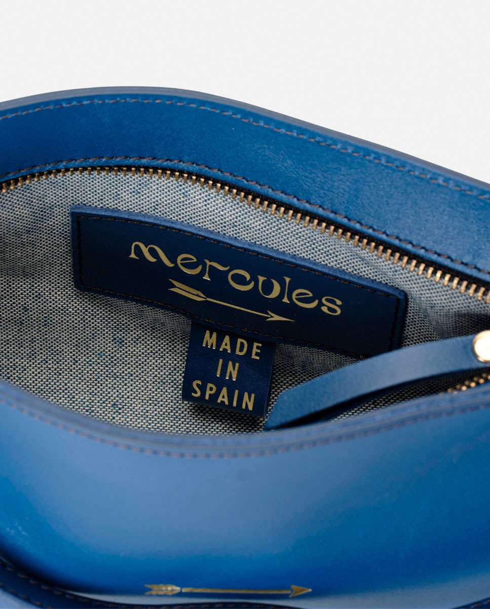 Bolso pequeño carri de piel pequeño forma baguette - Mercules - Navy Navy-3