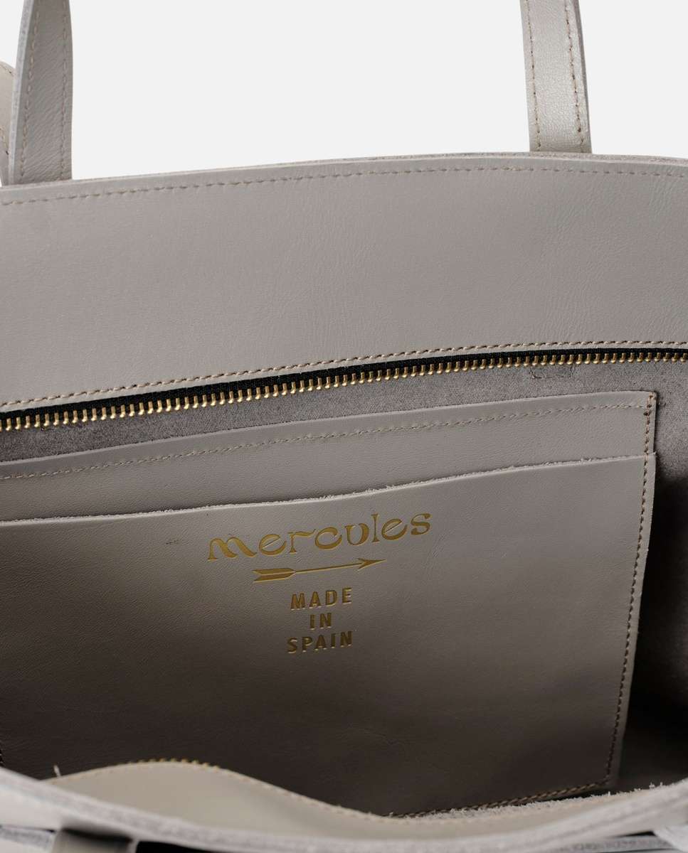 Bolso de hombro jumbo de piel grande - Mercules - Gris Gris-3