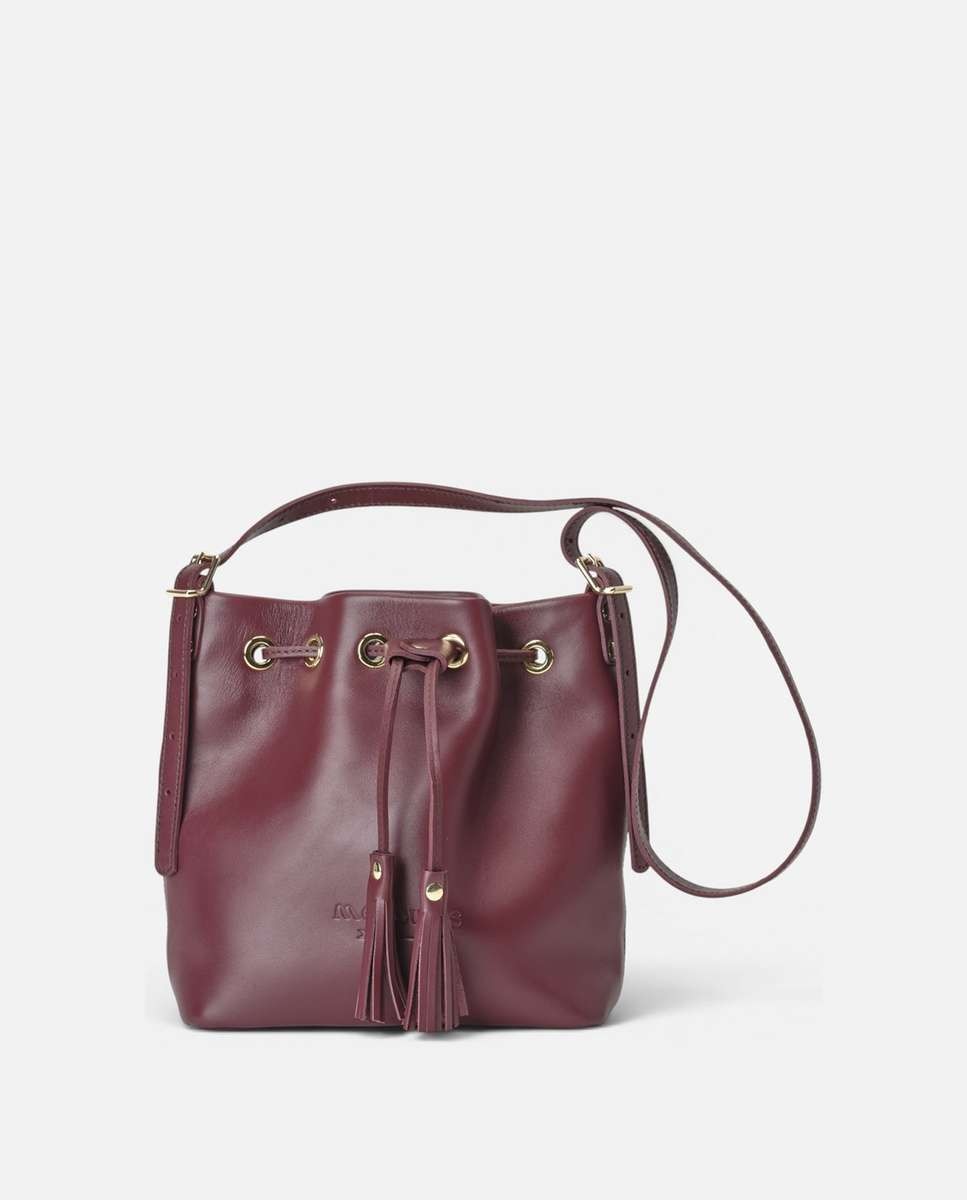 Bolso de hombro pampa de piel mediano bombonera - Mercules - Burdeos Burdeos-1