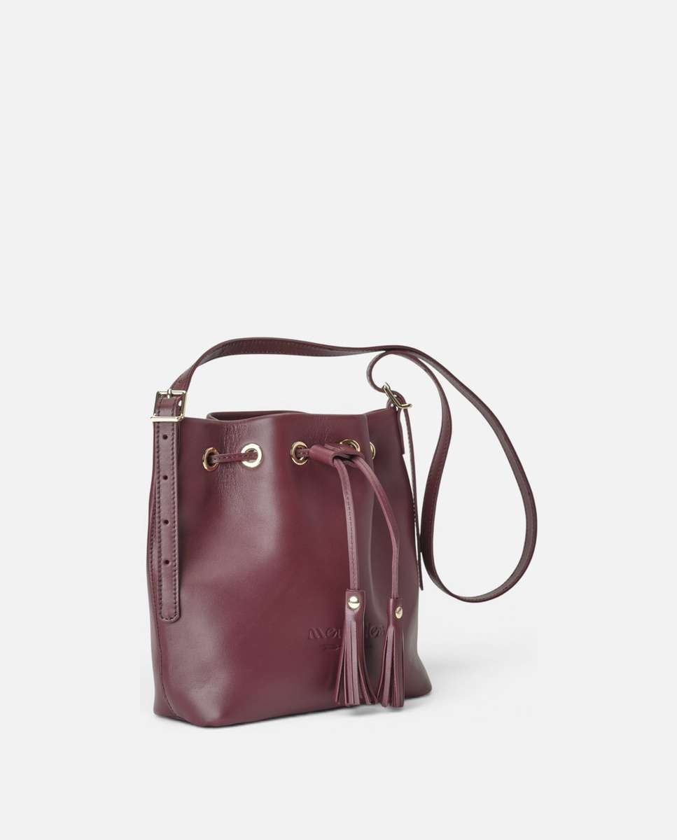 Bolso de hombro pampa de piel mediano bombonera - Mercules - Burdeos Burdeos-3