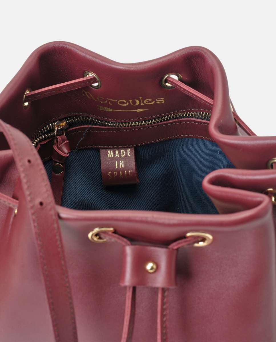 Bolso de hombro pampa de piel mediano bombonera - Mercules - Burdeos Burdeos-2