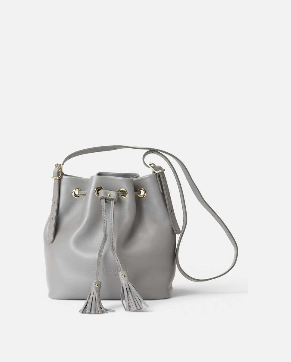 Bolso de hombro pampa de piel mediano bombonera - Mercules - Gris Gris-1