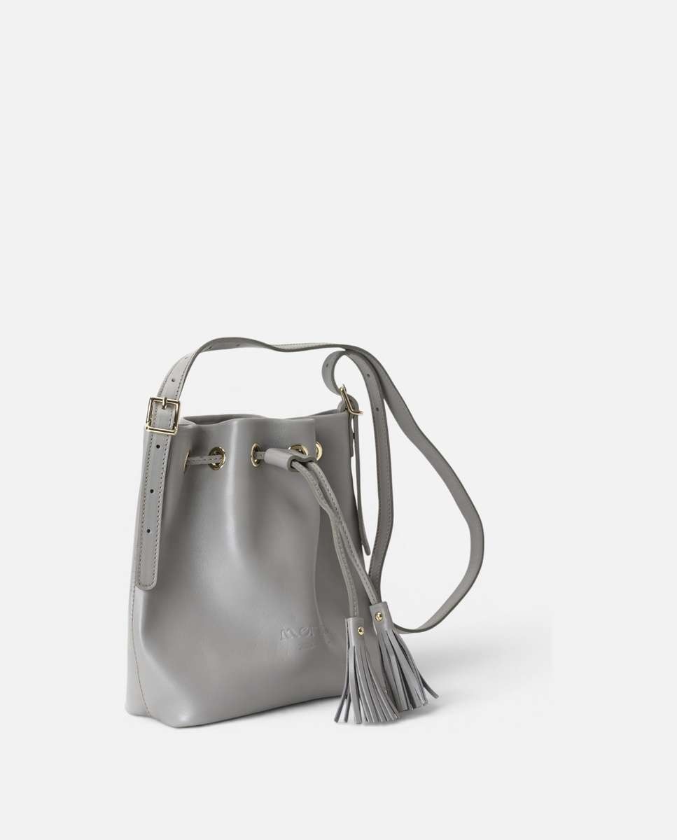 Bolso de hombro pampa de piel mediano bombonera - Mercules - Gris Gris-4