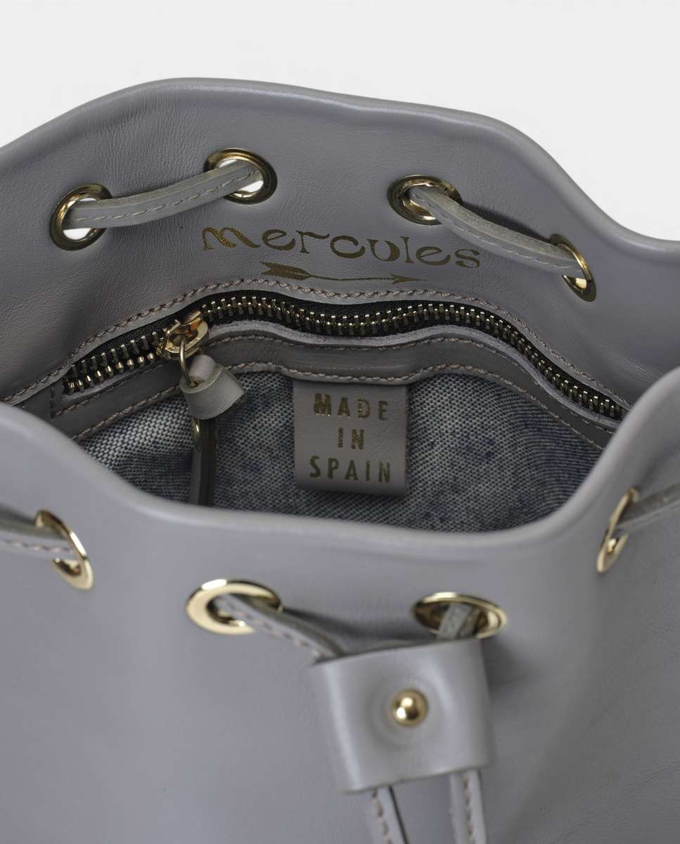 Bolso de hombro pampa de piel mediano bombonera - Mercules - Gris Gris-3