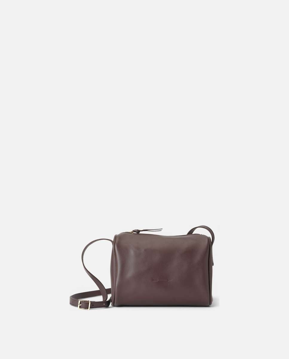 Bolso pequeño parker de piel pequeño forma cilíndrica - Mercules - Marrón oscuro Marrón oscuro-1