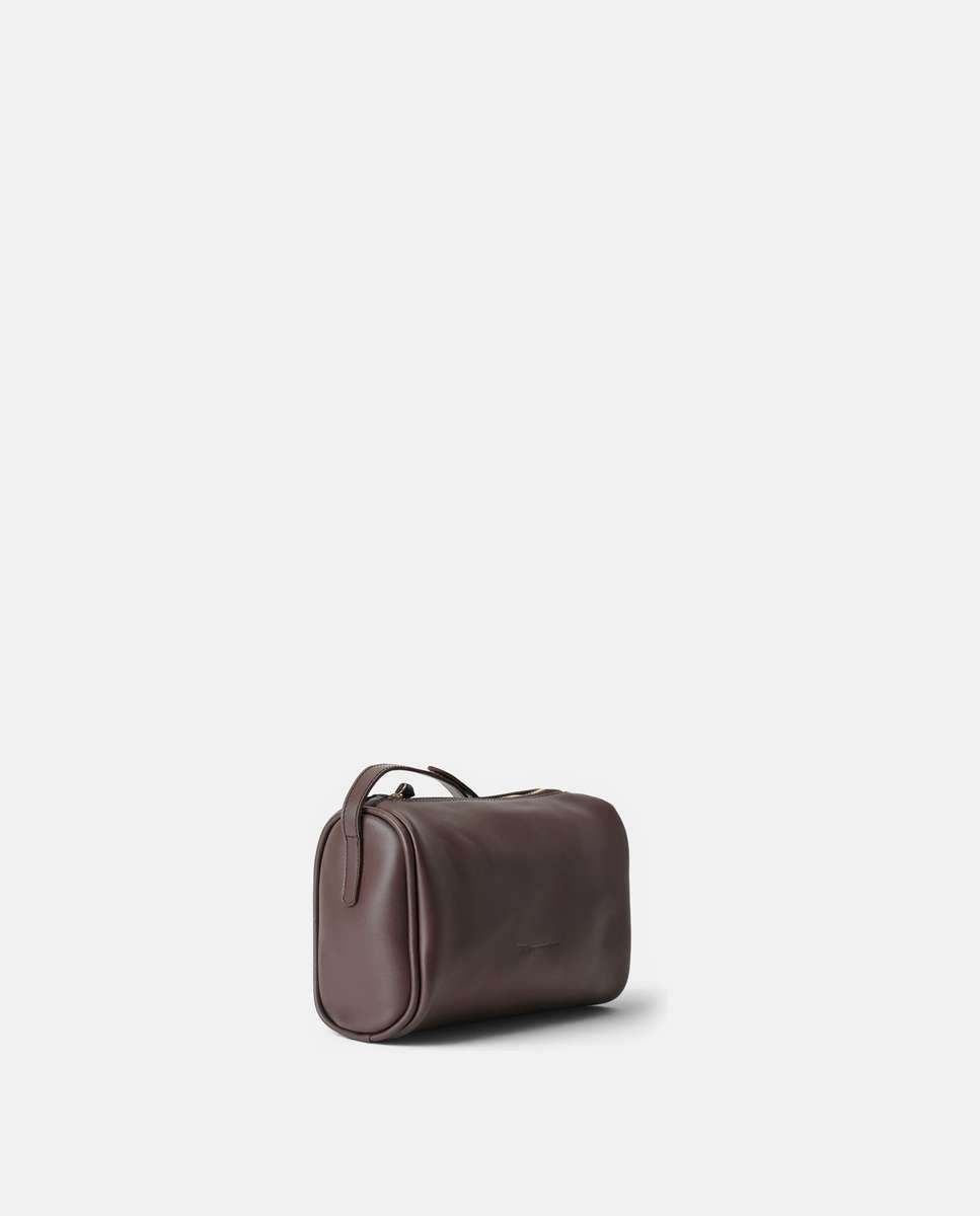 Bolso pequeño parker de piel pequeño forma cilíndrica - Mercules - Marrón oscuro Marrón oscuro-3
