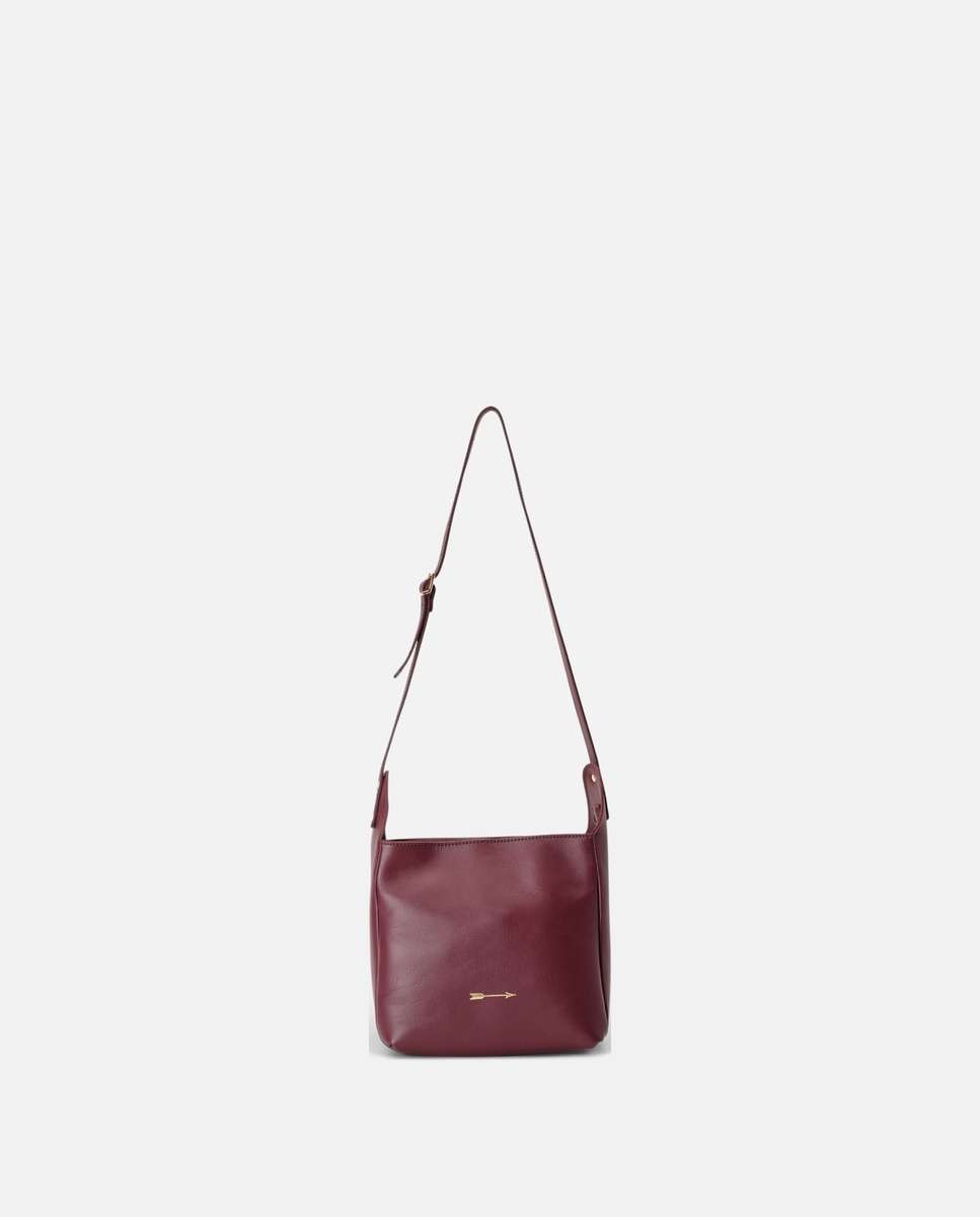 Bolso mediano de piel estilo bandolera con estructura rectangular y asa regulable - Mercules - Burdeos Burdeos-1