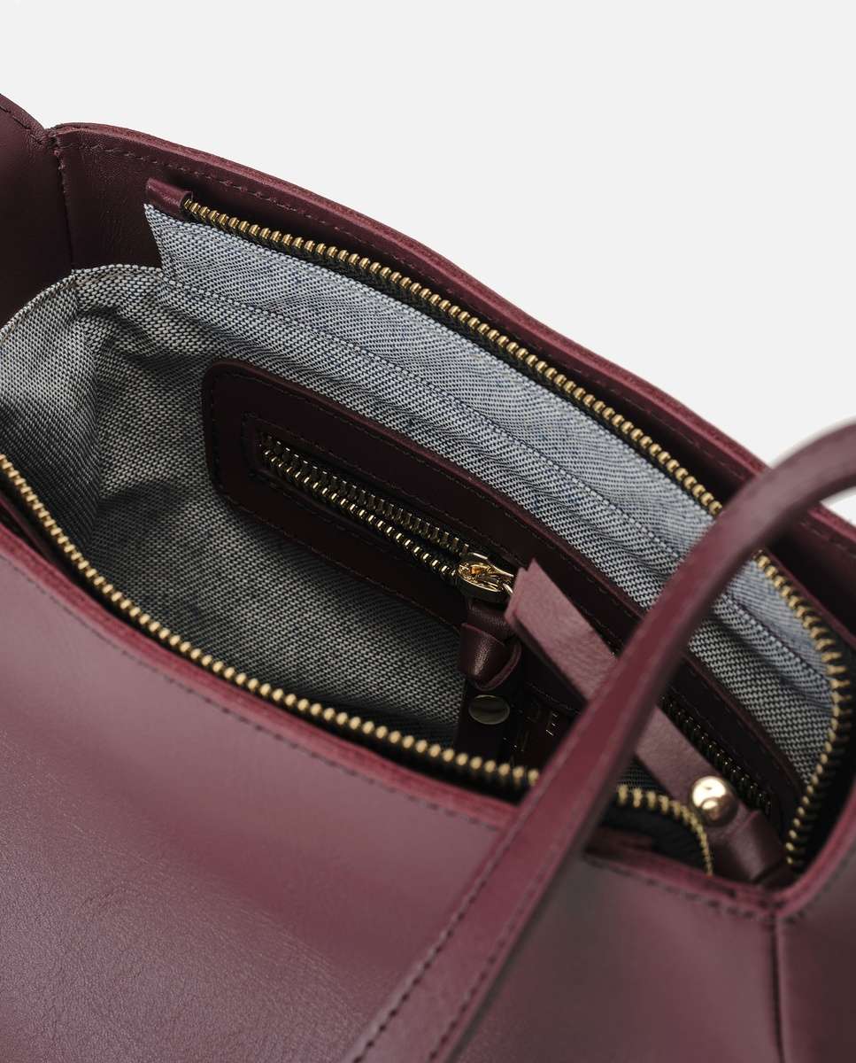 Bolso mediano de piel estilo bandolera con estructura rectangular y asa regulable - Mercules - Burdeos Burdeos-6