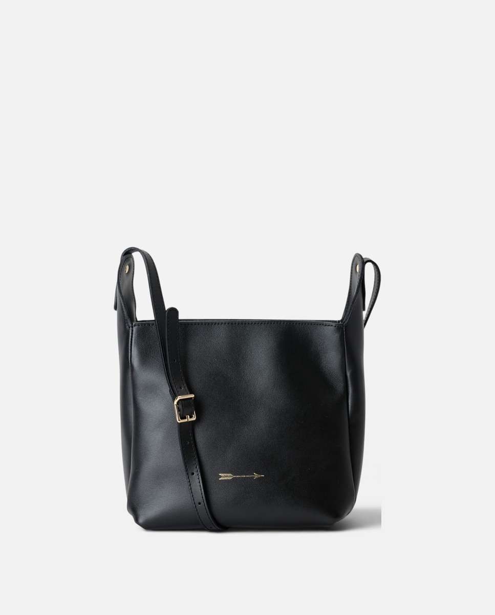 Bolso mediano de piel estilo bandolera con estructura rectangular y asa regulable - Mercules - Negro Negro-3
