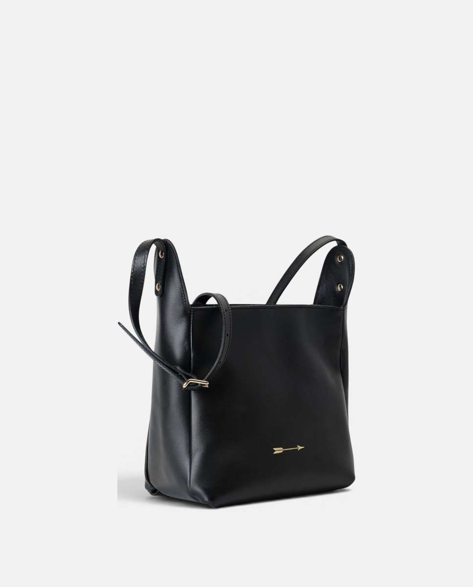 Bolso mediano de piel estilo bandolera con estructura rectangular y asa regulable - Mercules - Negro Negro-2