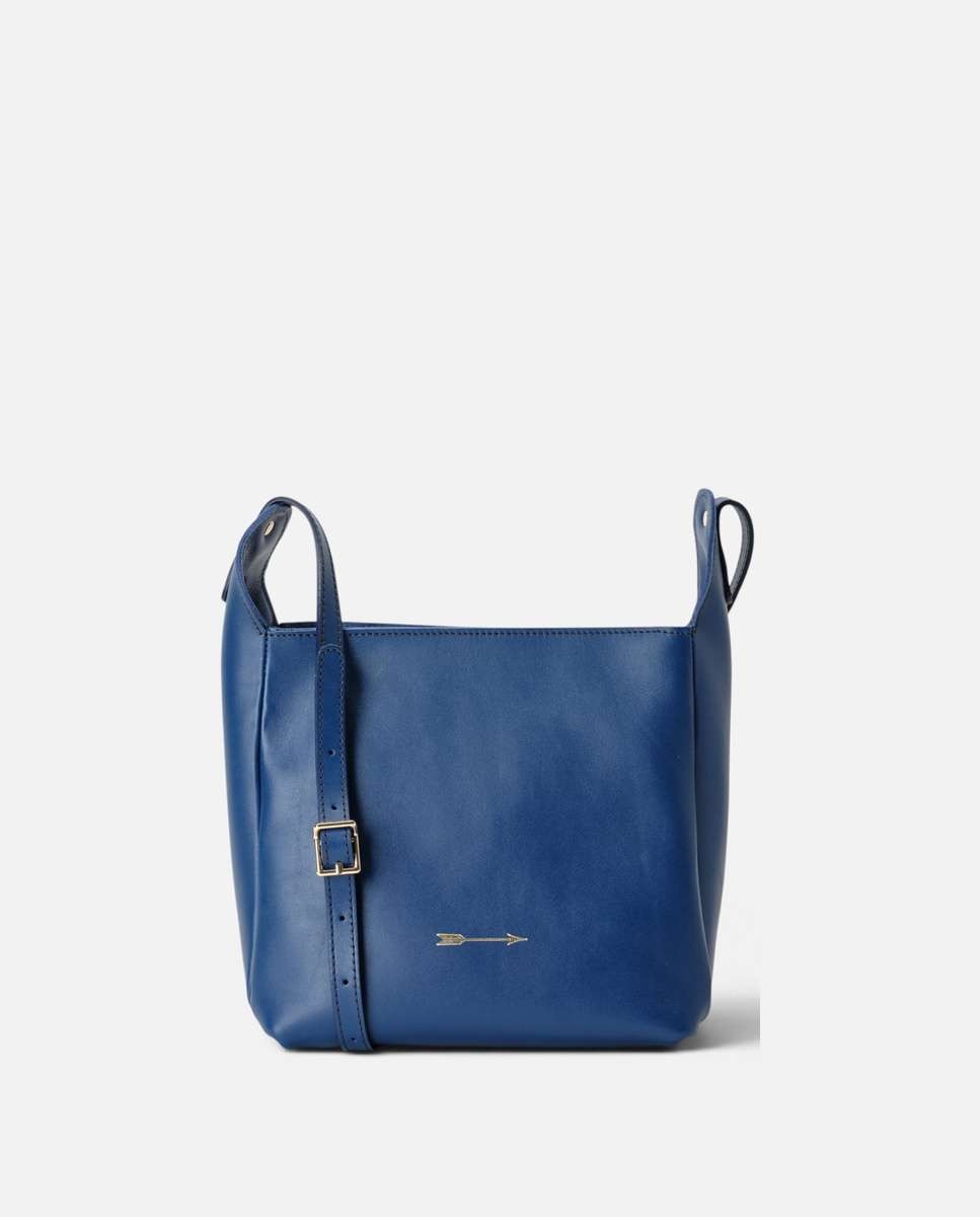 Bolso mediano de piel estilo bandolera con estructura rectangular y asa regulable - Mercules - Navy Navy-4