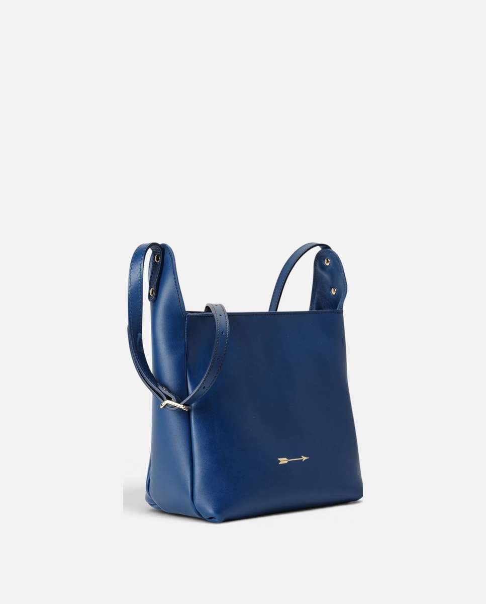 Bolso mediano de piel estilo bandolera con estructura rectangular y asa regulable - Mercules - Navy Navy-3