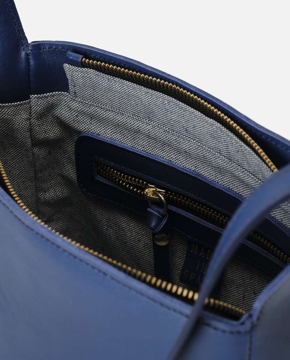 Bolso mediano de piel estilo bandolera con estructura rectangular y asa regulable - Mercules - Navy Navy-5