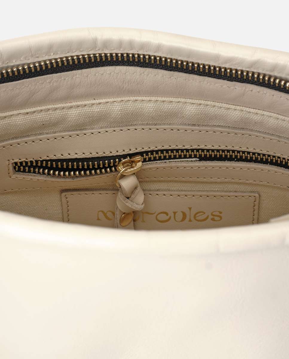 Bolso de mano tonga de piel mediano - Mercules - Hueso Hueso-2