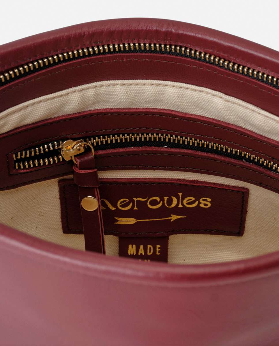 Bolso de mano tonga de piel mediano - Mercules - Burdeos Burdeos-3