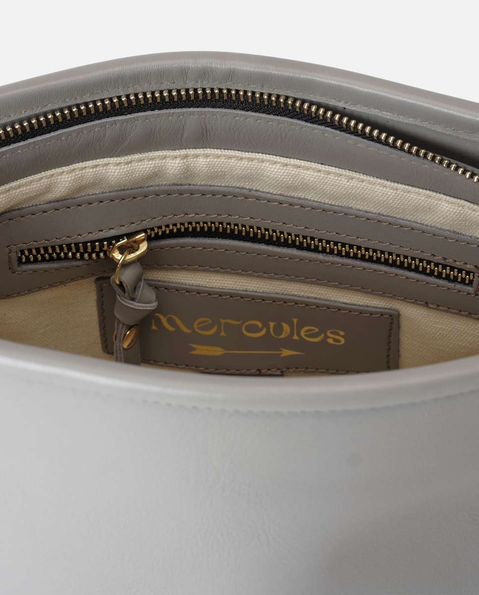 Bolso de mano tonga de piel mediano - Mercules - Gris Gris-3