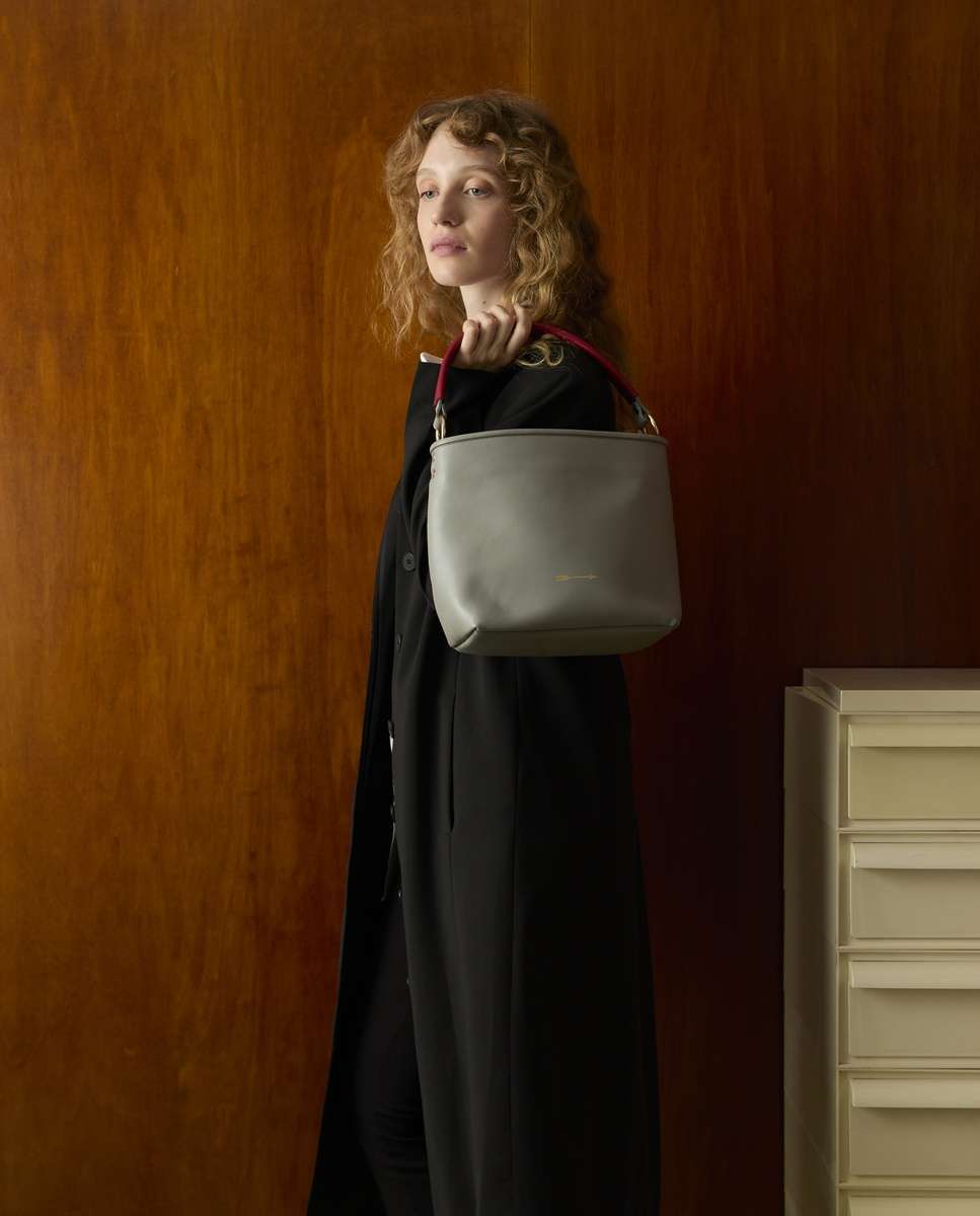 Bolso de mano tonga de piel mediano - Mercules - Gris Gris-2