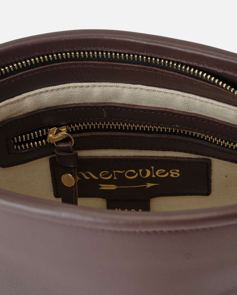 Bolso de mano tonga de piel mediano - Mercules - Marrón oscuro Marrón oscuro-2