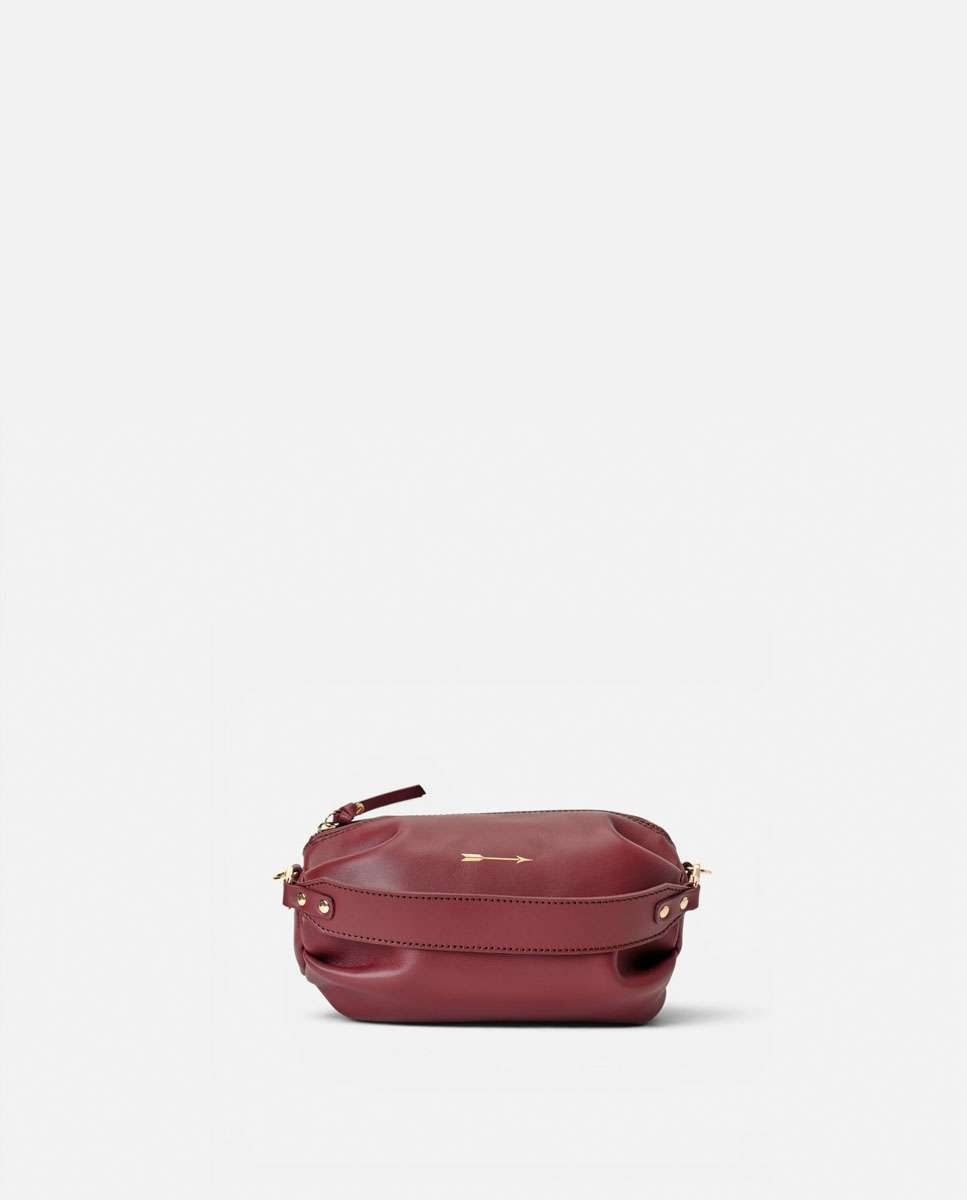 Bolso mediano de piel con forma de globo con dos asas anchas desmontables - Mercules - Rojo Granate Rojo Granate-1