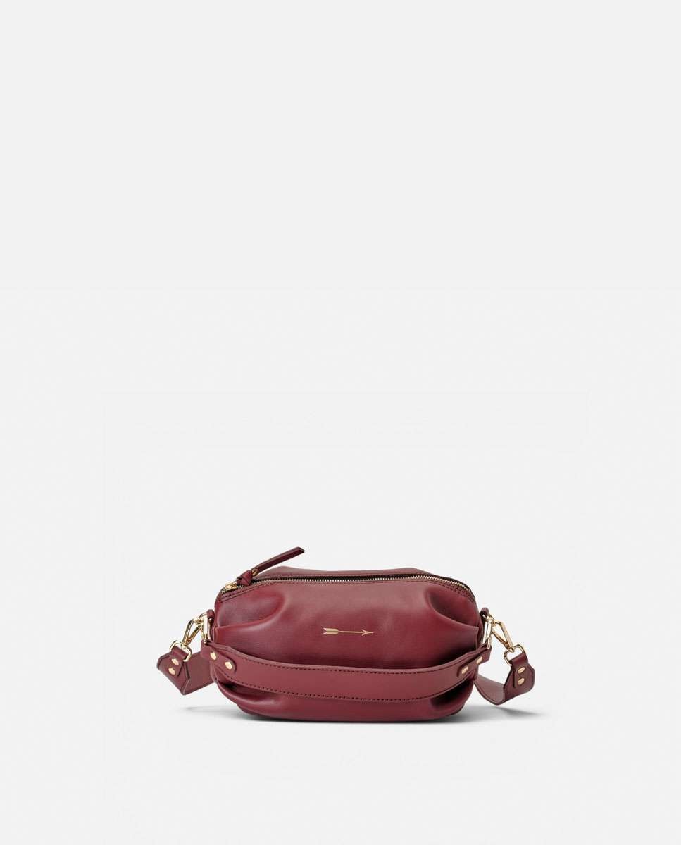 Bolso mediano de piel con forma de globo con dos asas anchas desmontables - Mercules - Rojo Granate Rojo Granate-3