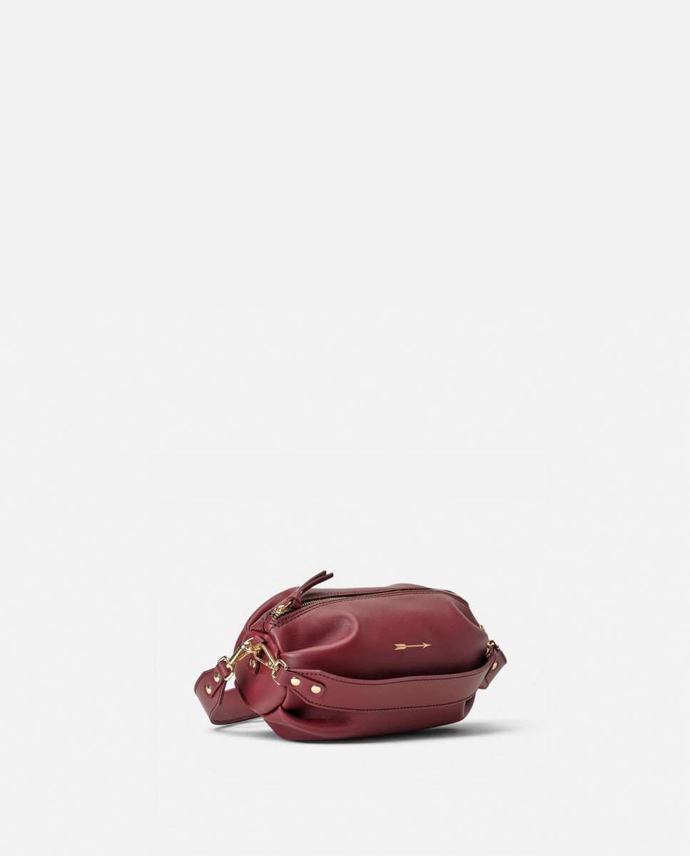 Bolso mediano de piel con forma de globo con dos asas anchas desmontables - Mercules - Rojo Granate Rojo Granate-2
