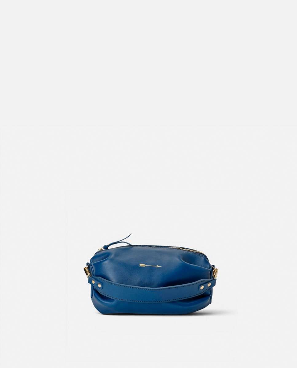 Bolso mediano de piel con forma de globo con dos asas anchas desmontables - Mercules - Navy Navy-1