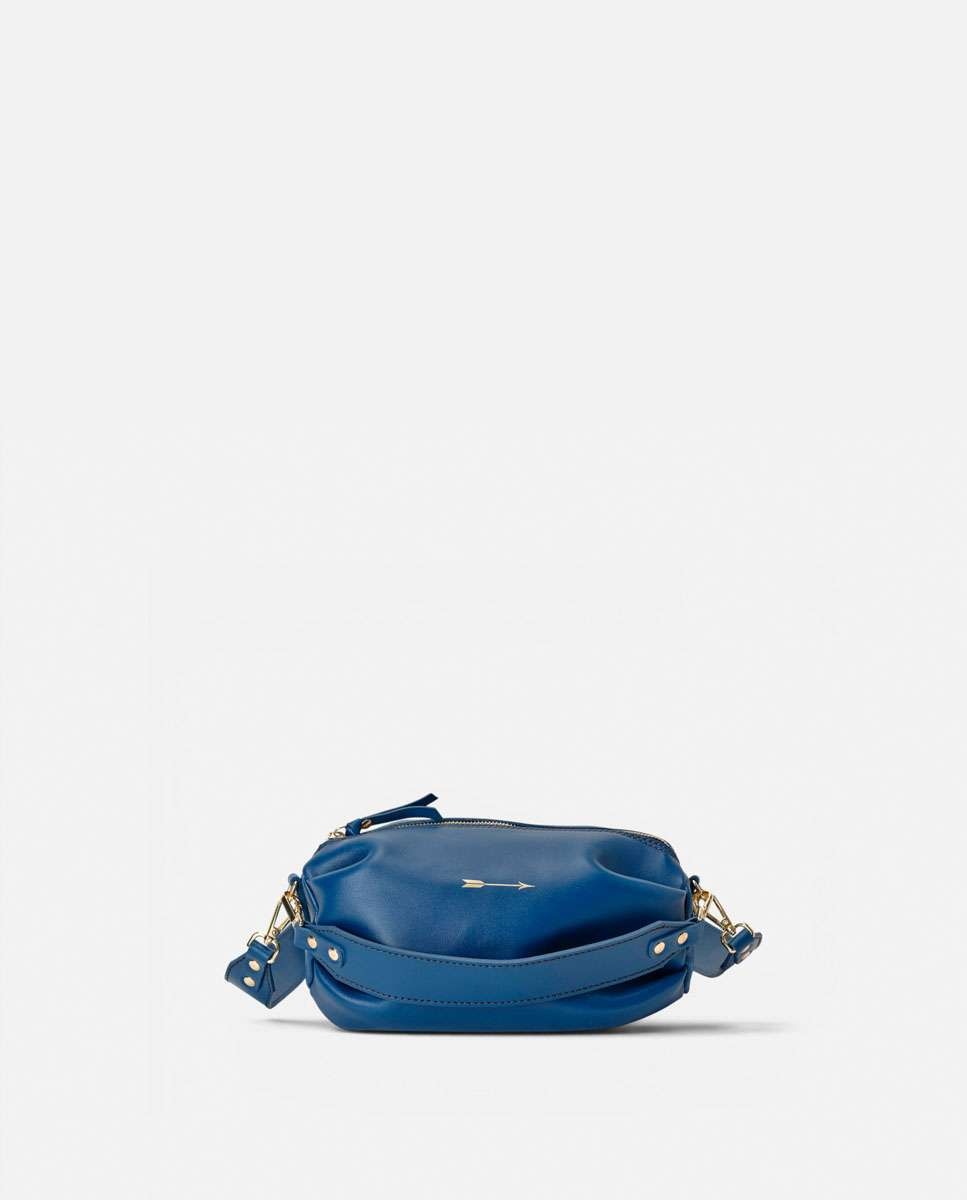 Bolso mediano de piel con forma de globo con dos asas anchas desmontables - Mercules - Navy Navy-3