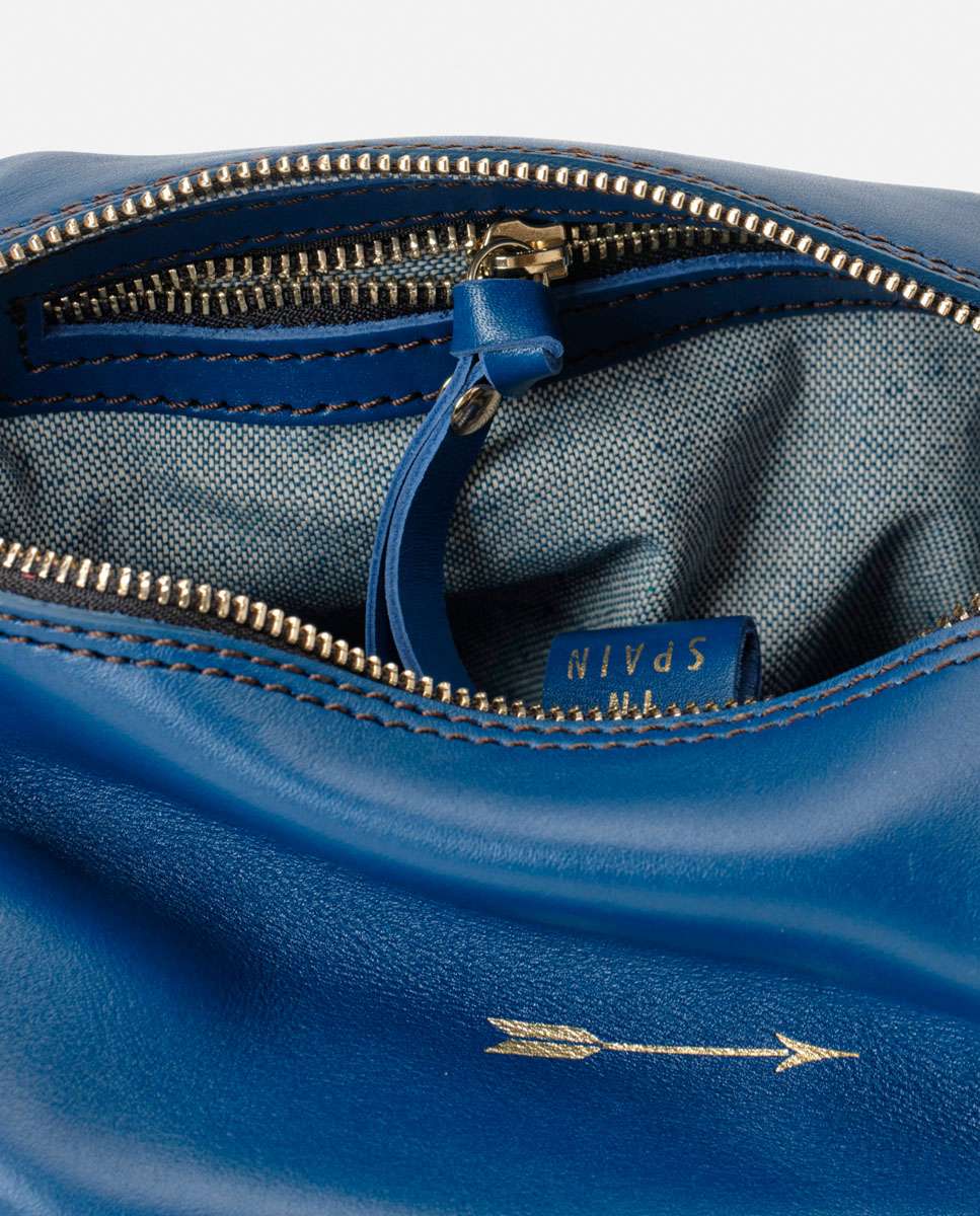 Bolso mediano de piel con forma de globo con dos asas anchas desmontables - Mercules - Navy Navy-2