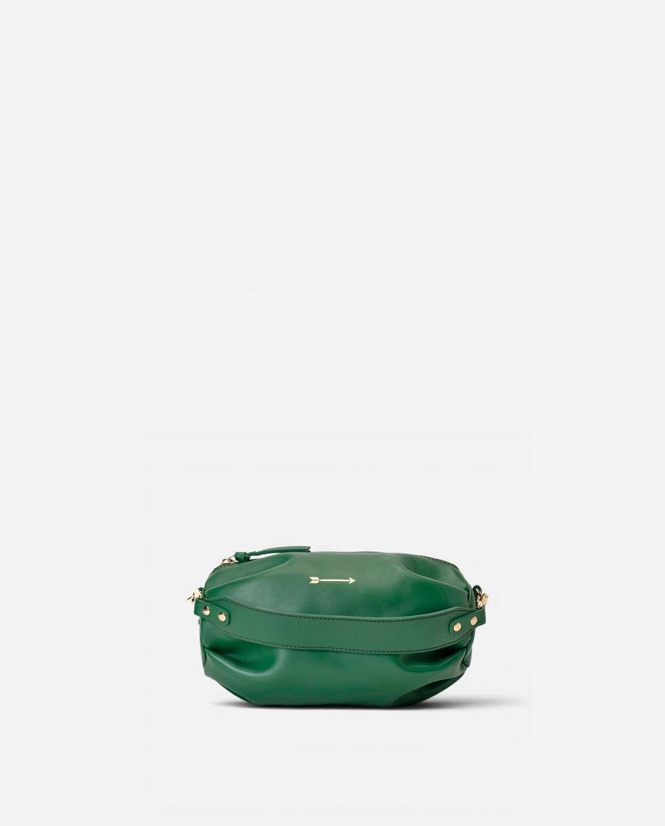 Bolso mediano de piel con forma de globo con dos asas anchas desmontables - Mercules - Verde Verde-1