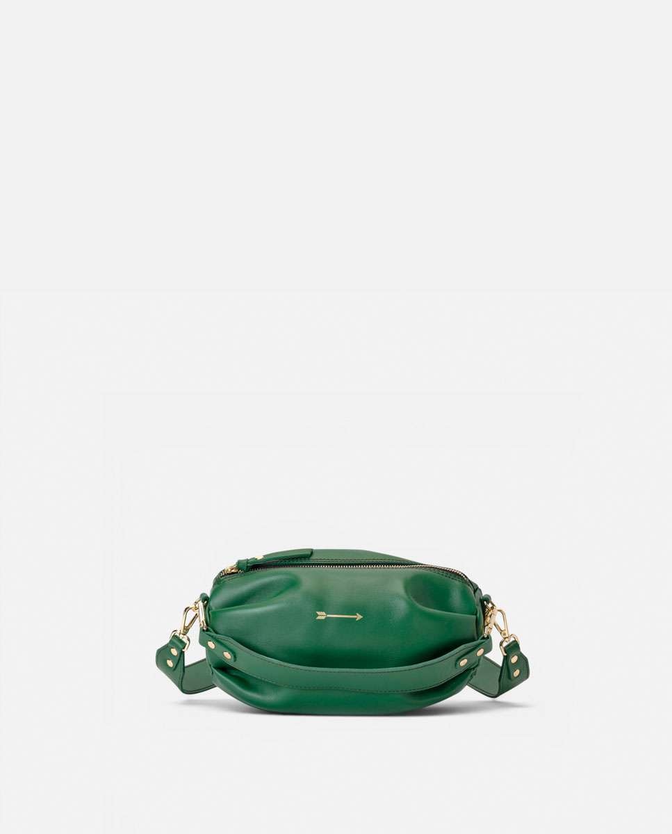 Bolso mediano de piel con forma de globo con dos asas anchas desmontables - Mercules - Verde Verde-4