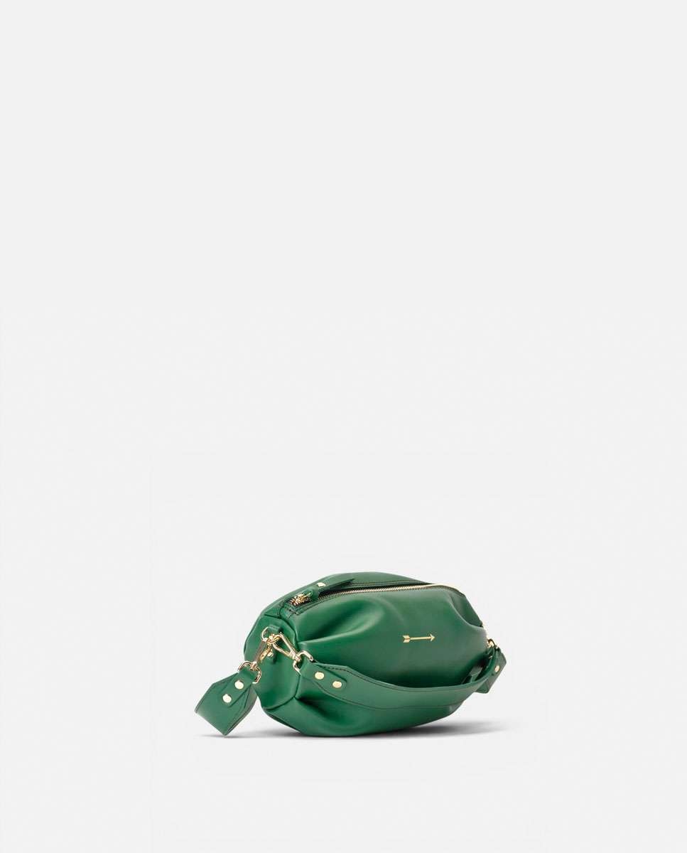 Bolso mediano de piel con forma de globo con dos asas anchas desmontables - Mercules - Verde Verde-3