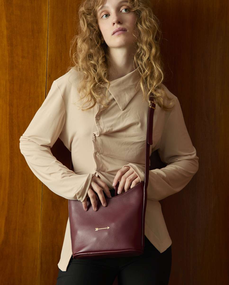Bolso de hombro corbet de piel mediano - Mercules - Burdeos Burdeos-2